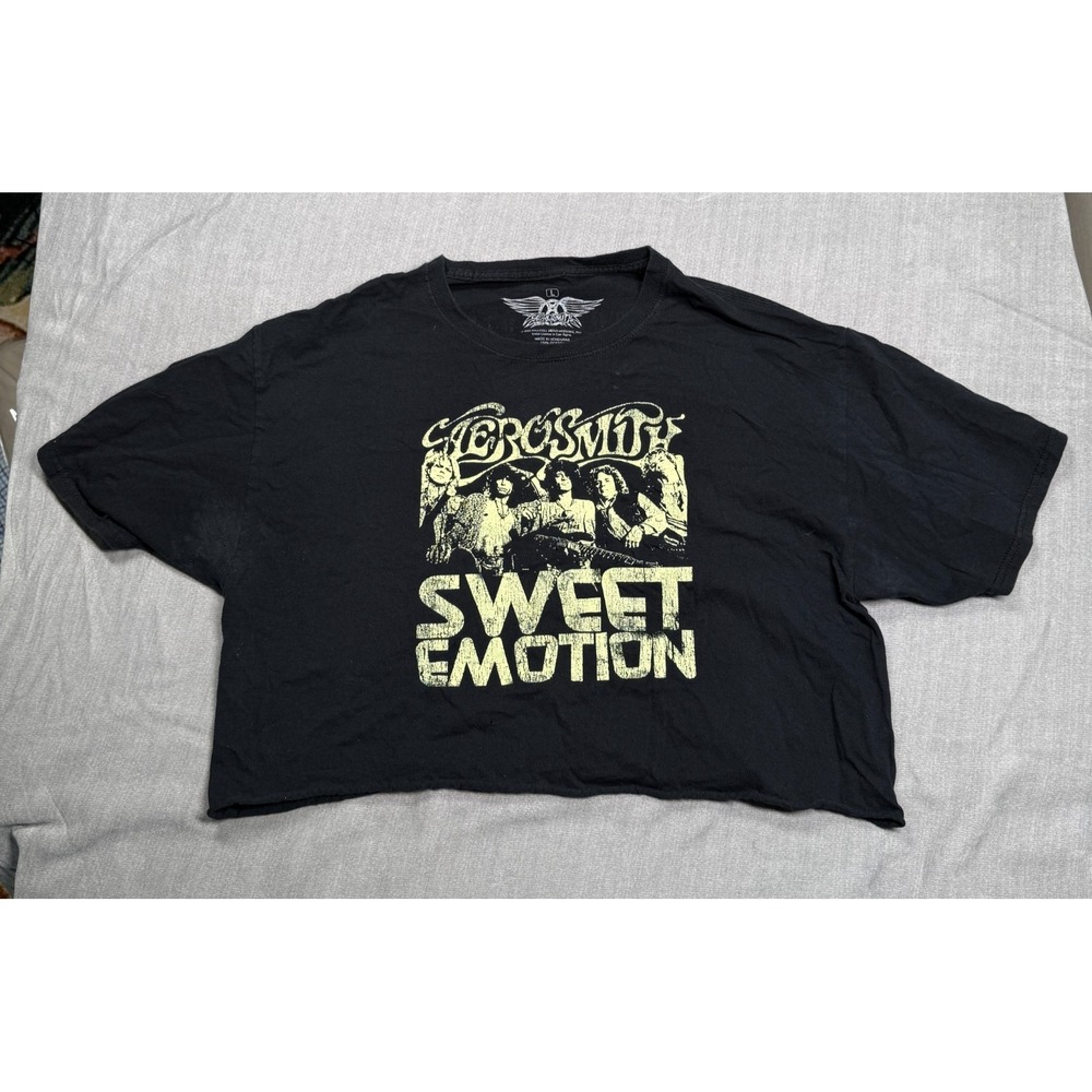 Aerosmith Sweet Emotion Tour 1975 Womens Large Cropped Graphic Band Tee